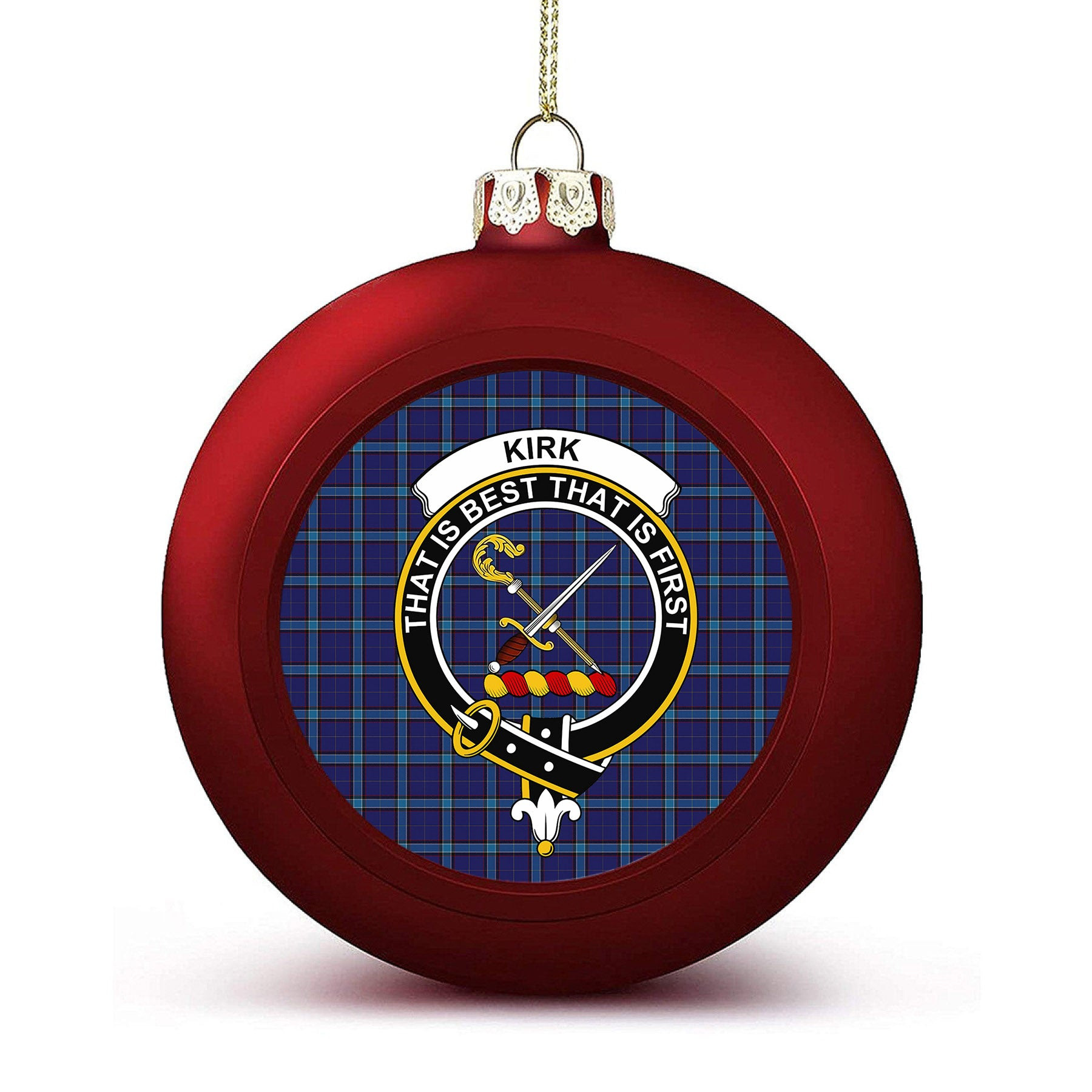 ScotsTee Shop Scottish Kircaldy Crest Tartan Christmas Ball Ornament