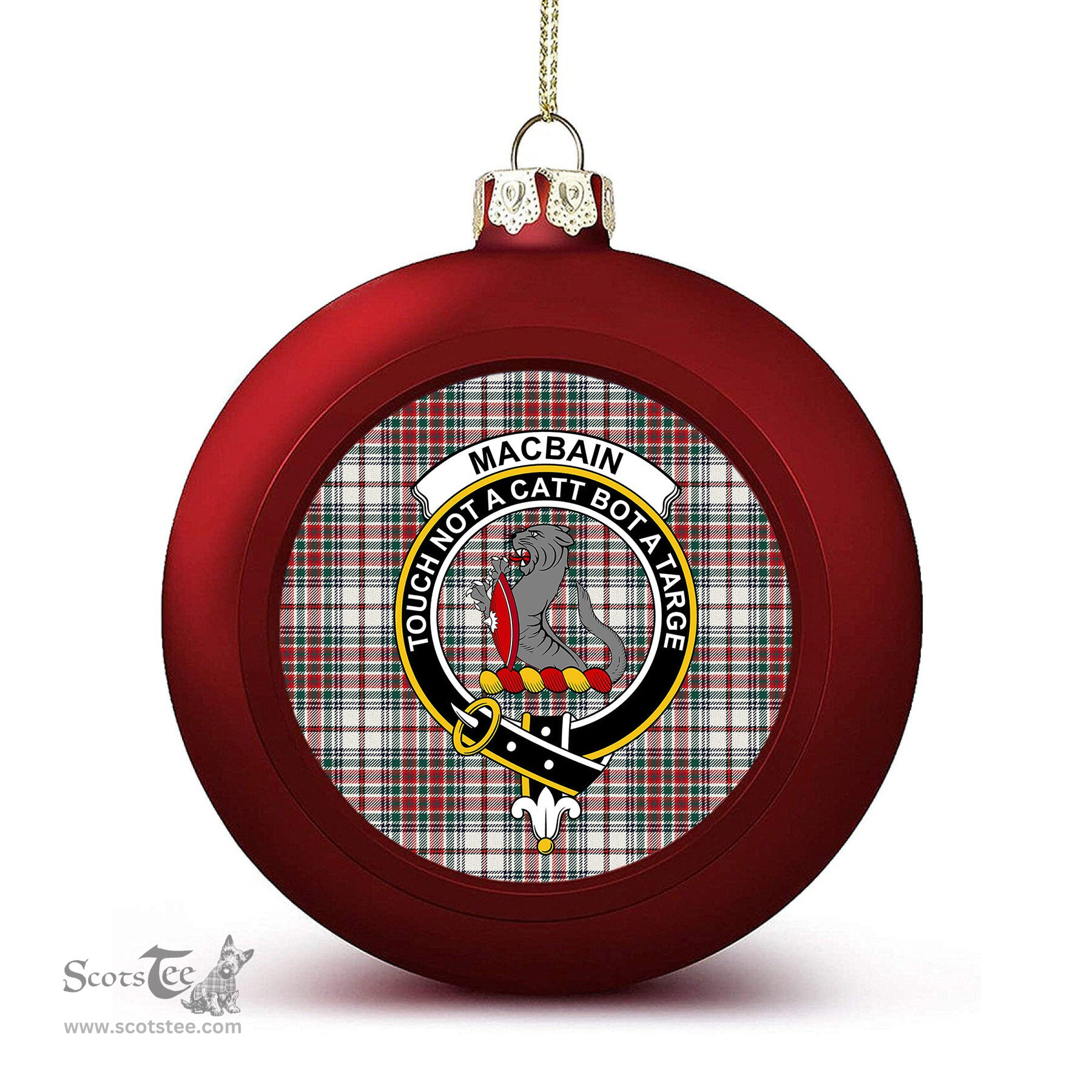 ScotsTee Shop Scottish MacBain Dress Modern Crest Tartan Christmas Ball Ornament