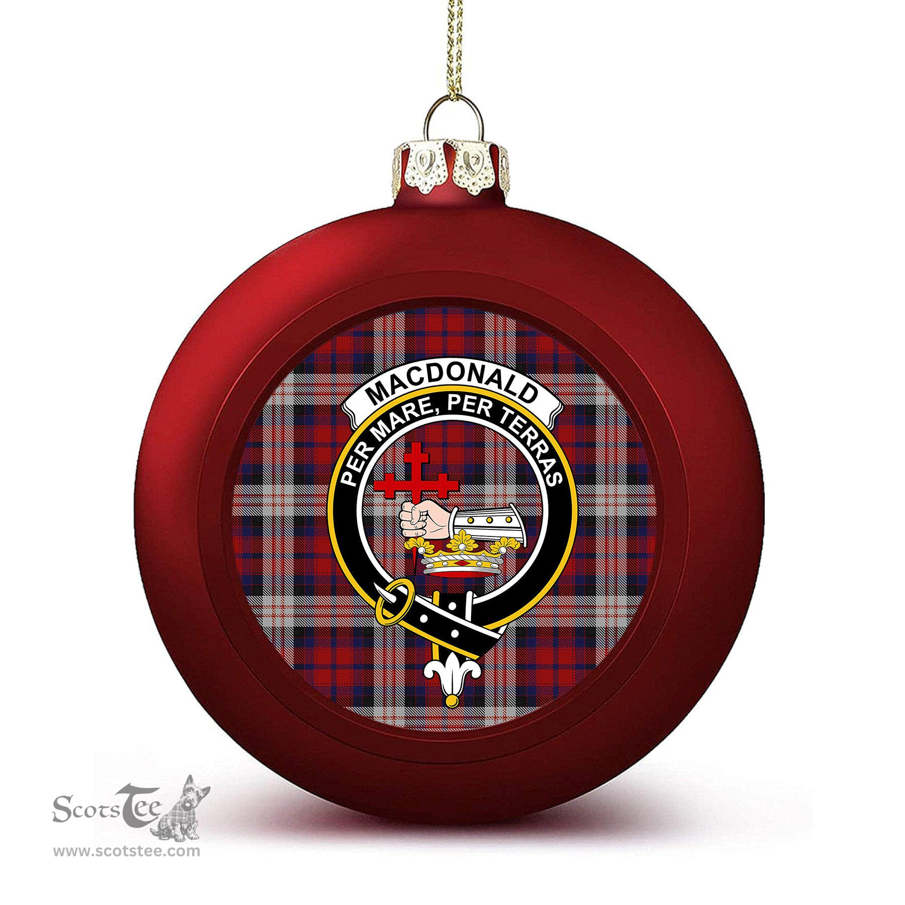 ScotsTee Shop Scottish MacDonald Dress Irish Crest Tartan Christmas Ball Ornament