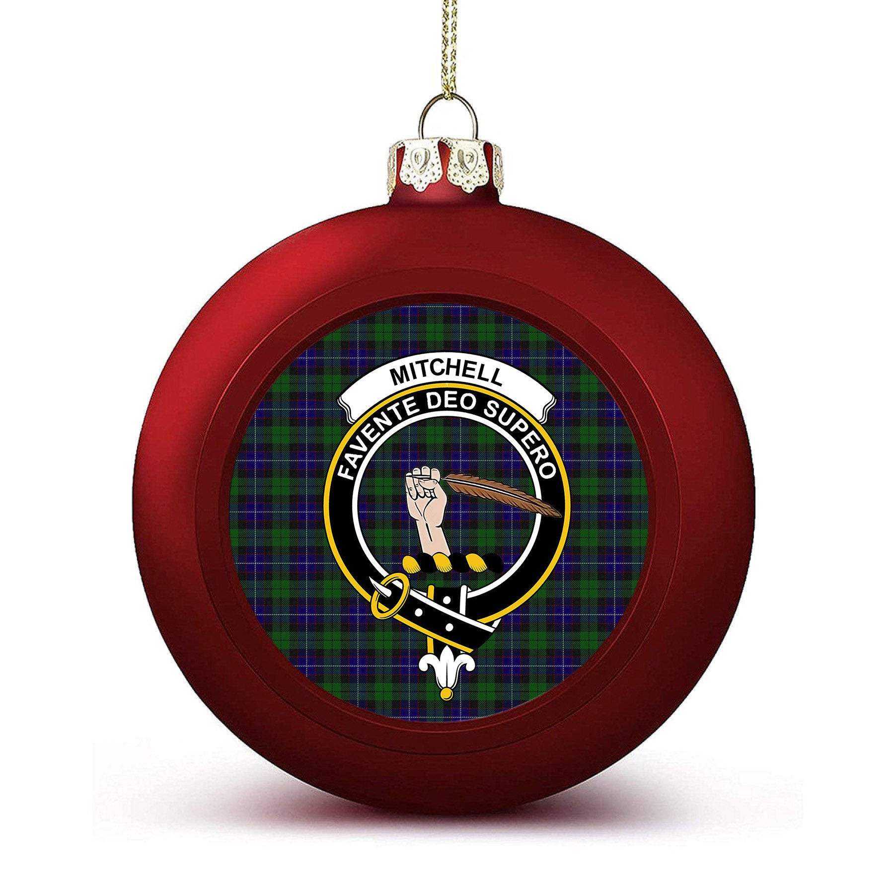 ScotsTee Shop Scottish Mitchell Crest Tartan Christmas Ball Ornament