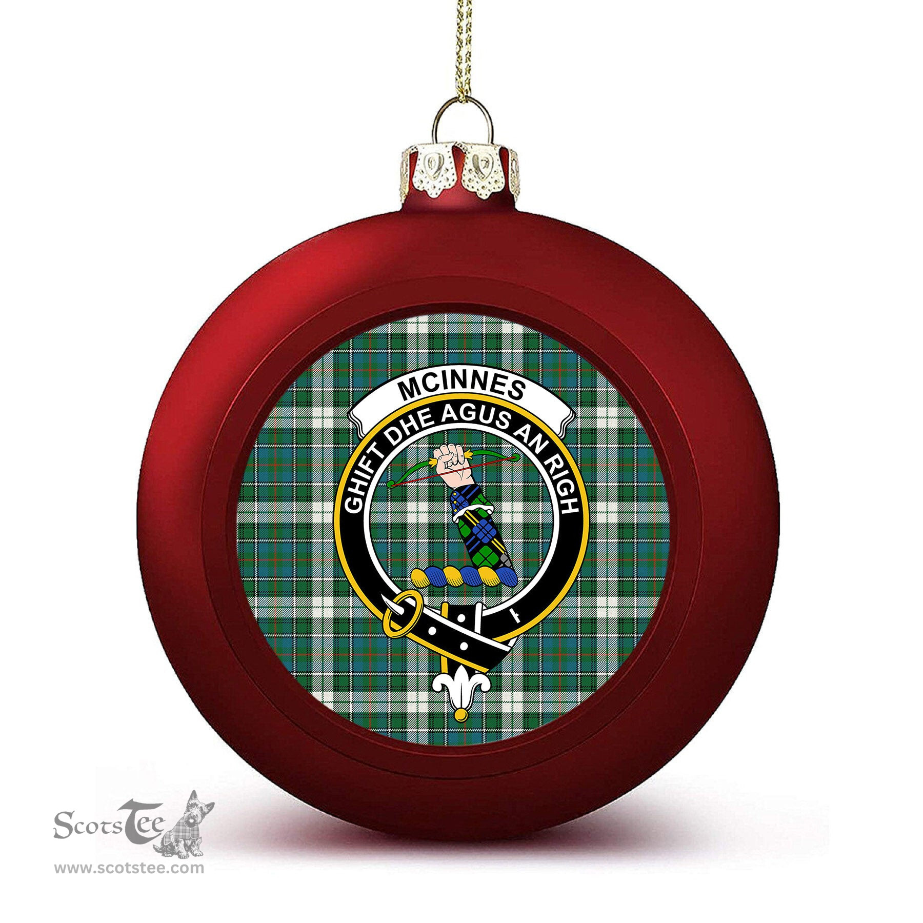 ScotsTee Shop Scottish McInnes Dress Ancient Crest Tartan Christmas Ball Ornament
