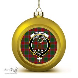 ScotsTee Shop Scottish McPhail Blue Bands Crest Tartan Christmas Ball Ornament