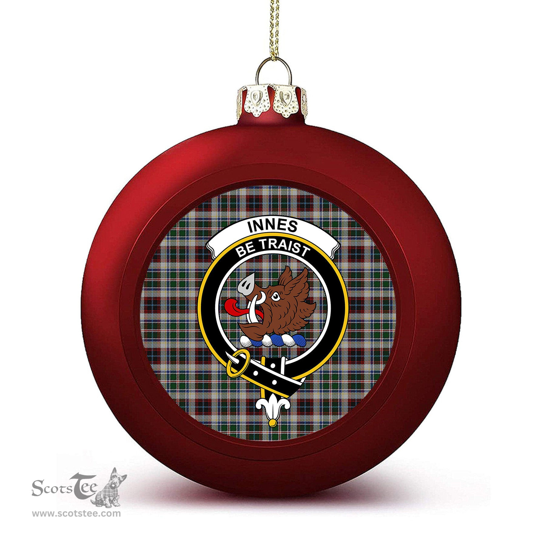ScotsTee Shop Scottish Innes Dress Crest Tartan Christmas Ball Ornament