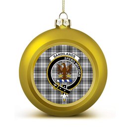 ScotsTee Shop Scottish Sandilands Grey Crest Tartan Christmas Ball Ornament