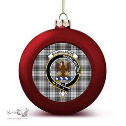 ScotsTee Shop Scottish Sandilands Grey Crest Tartan Christmas Ball Ornament
