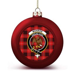ScotsTee Shop Scottish Monroe Black and Red Modern Crest Tartan Christmas Ball Ornament