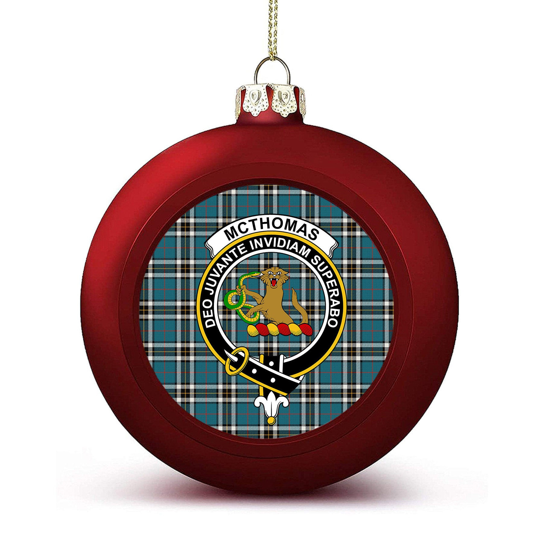 ScotsTee Shop Scottish McThomas Blue Ancient Crest Tartan Christmas Ball Ornament