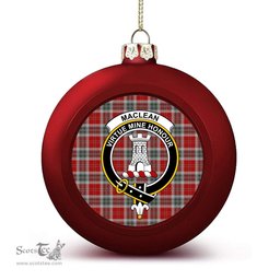 ScotsTee Shop Scottish MacLean of Duart Dress 2 Crest Tartan Christmas Ball Ornament