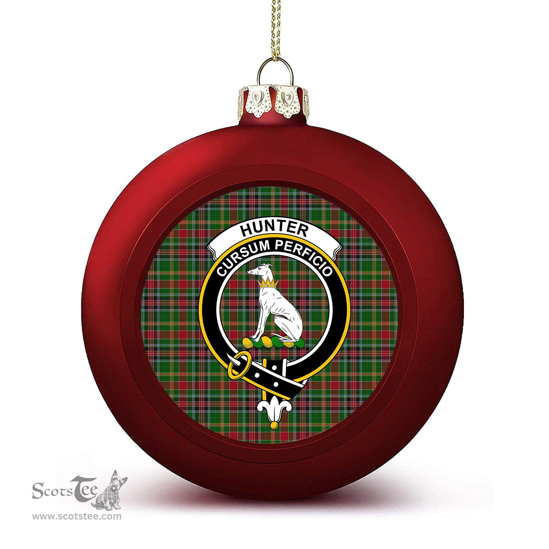ScotsTee Shop Scottish Hunter Wilsons Crest Tartan Christmas Ball Ornament