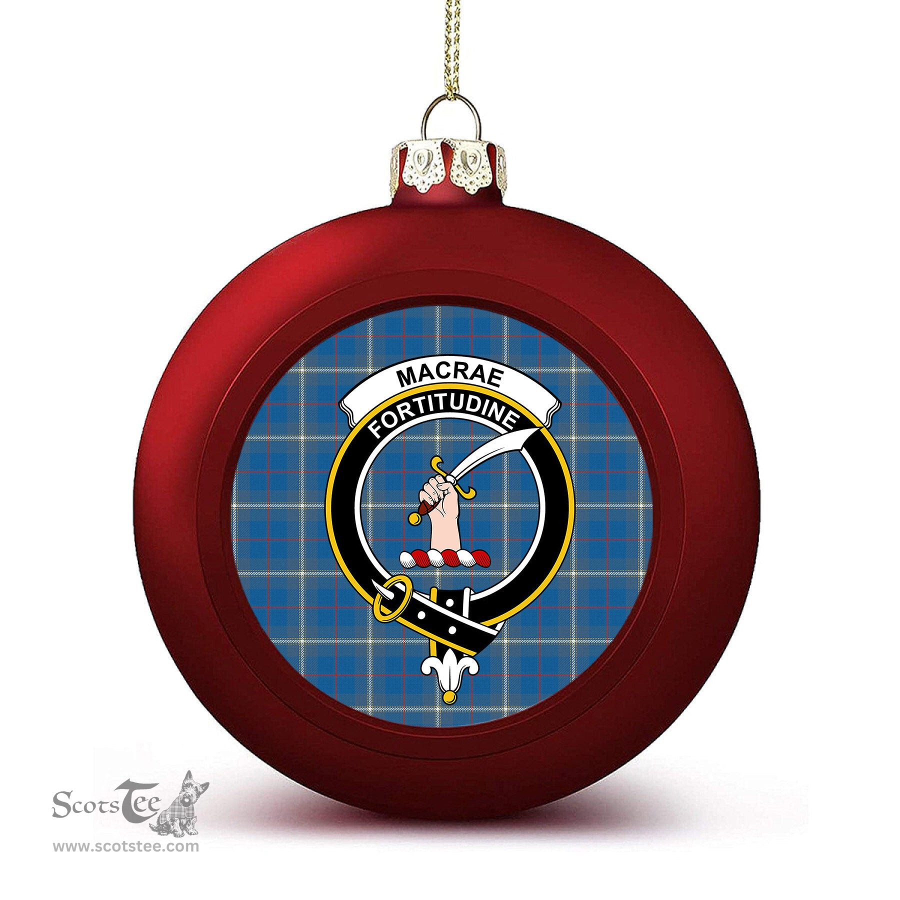 ScotsTee Shop Scottish MacRae of America Ancient Crest Tartan Christmas Ball Ornament