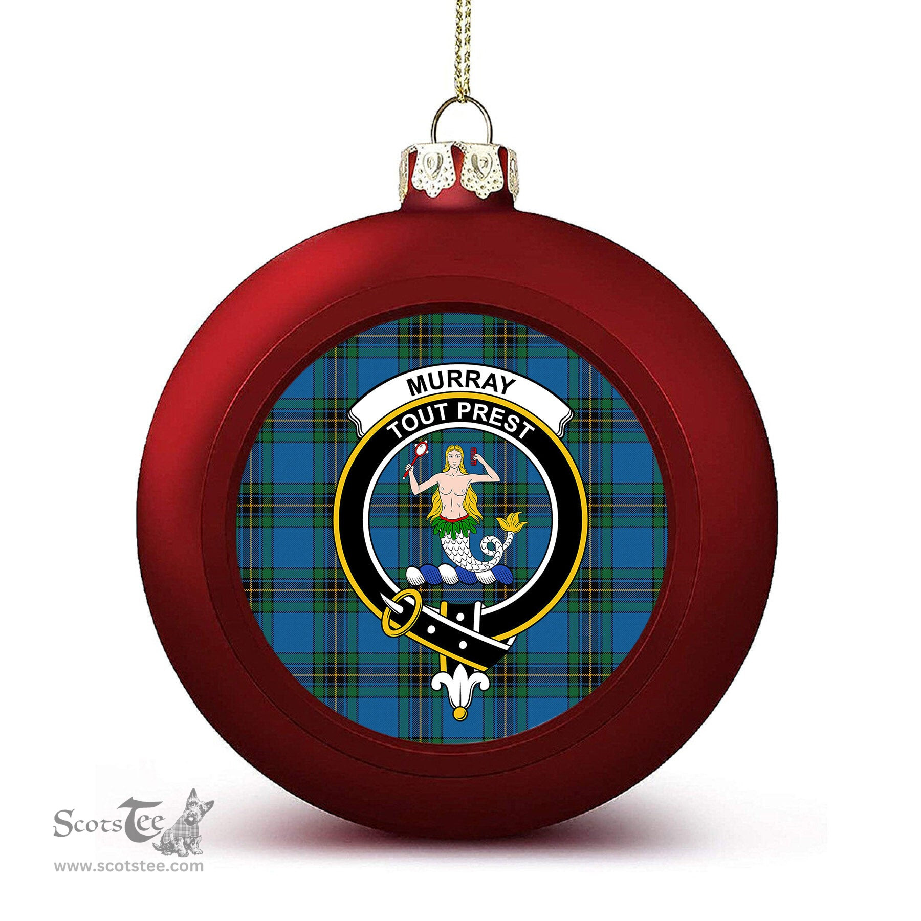 ScotsTee Shop Scottish Murray of Elibank Ancient Crest Tartan Christmas Ball Ornament