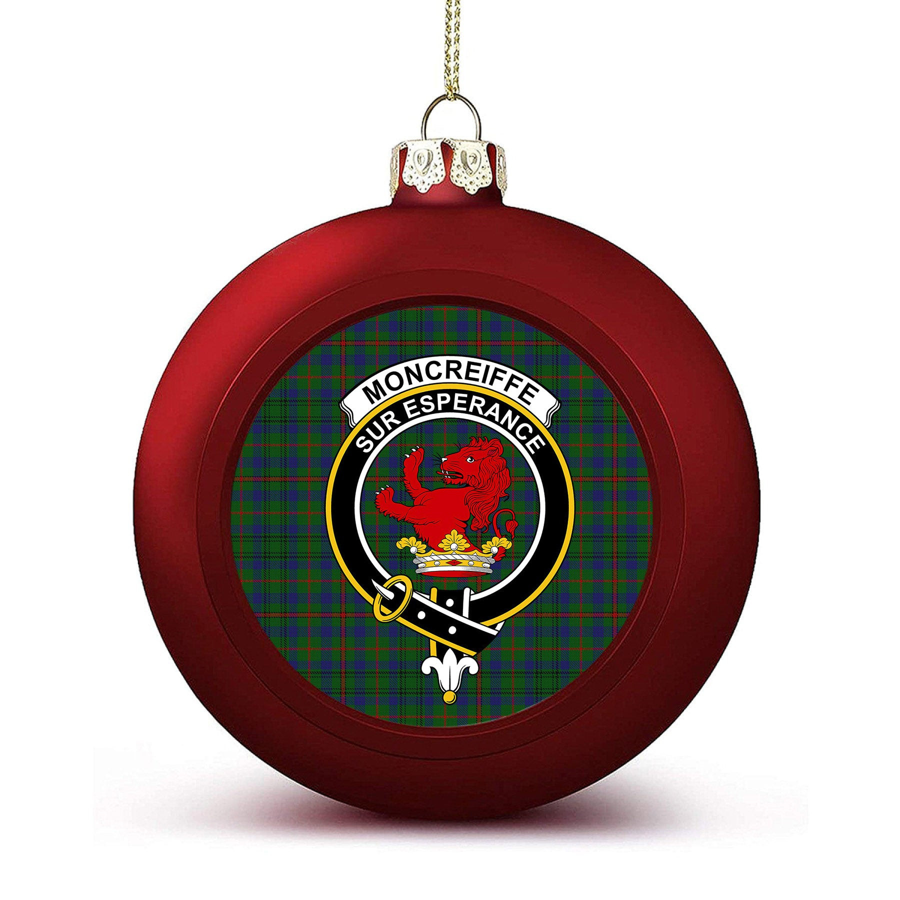 ScotsTee Shop Scottish Moncreiffe of Atholl Crest Tartan Christmas Ball Ornament
