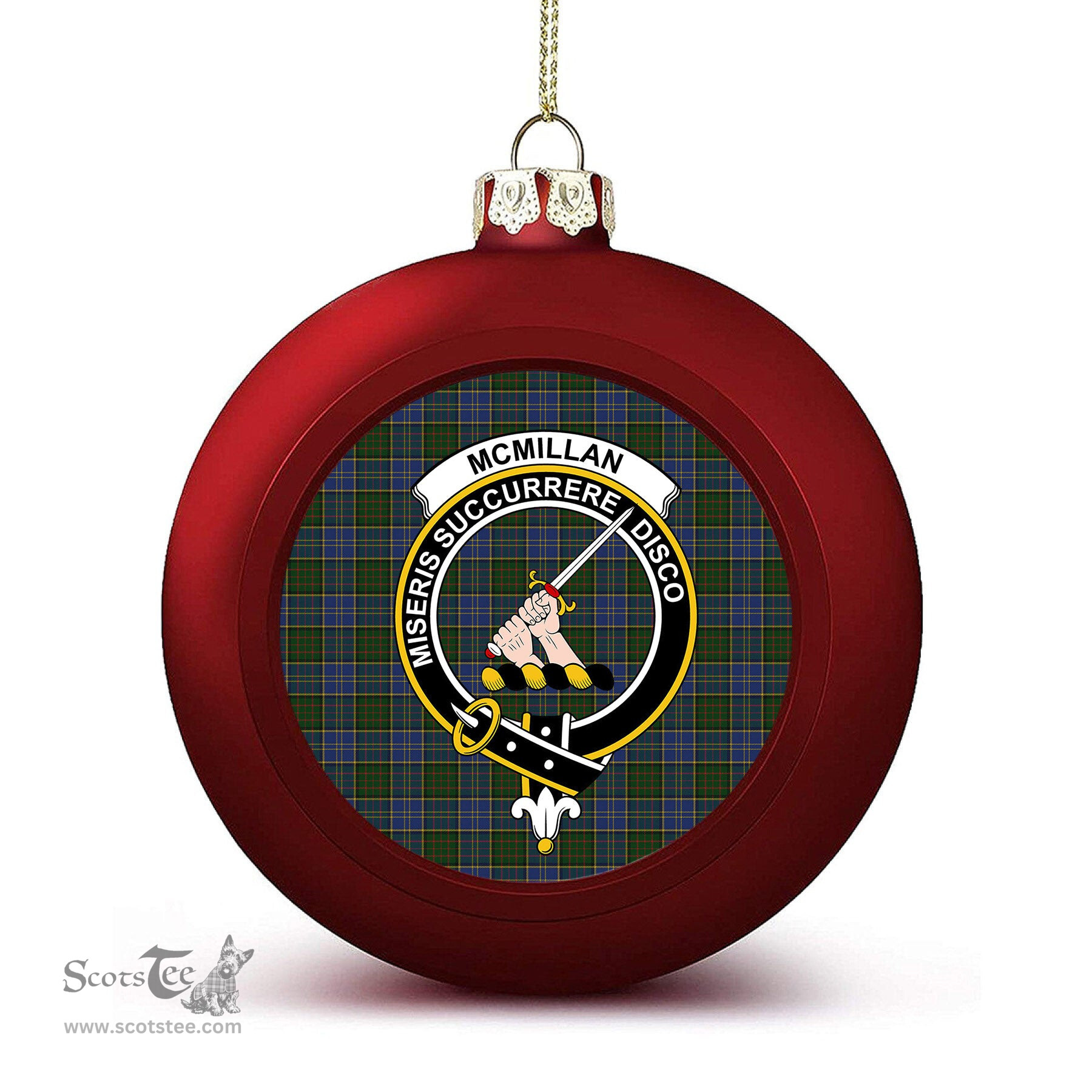 ScotsTee Shop Scottish McMillan Hunting Crest Tartan Christmas Ball Ornament