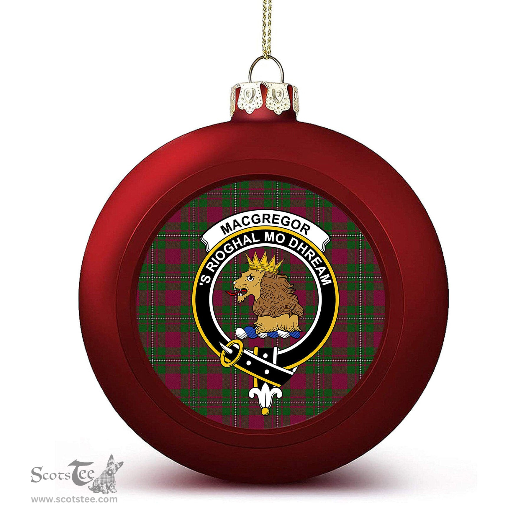 ScotsTee Shop Scottish MacGregor of Cardney Crest Tartan Christmas Ball Ornament