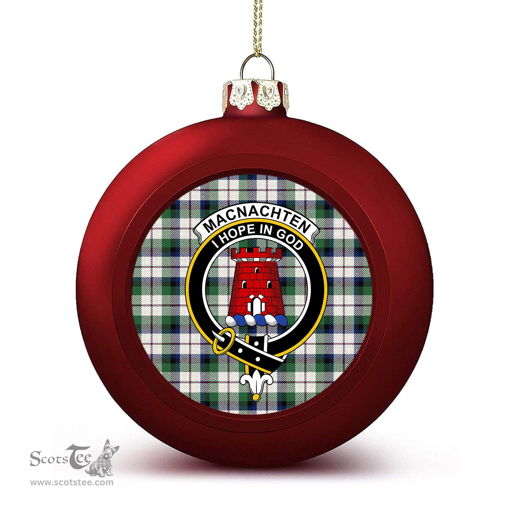 ScotsTee Shop Scottish MacNachten Dress Modern Crest Tartan Christmas Ball Ornament