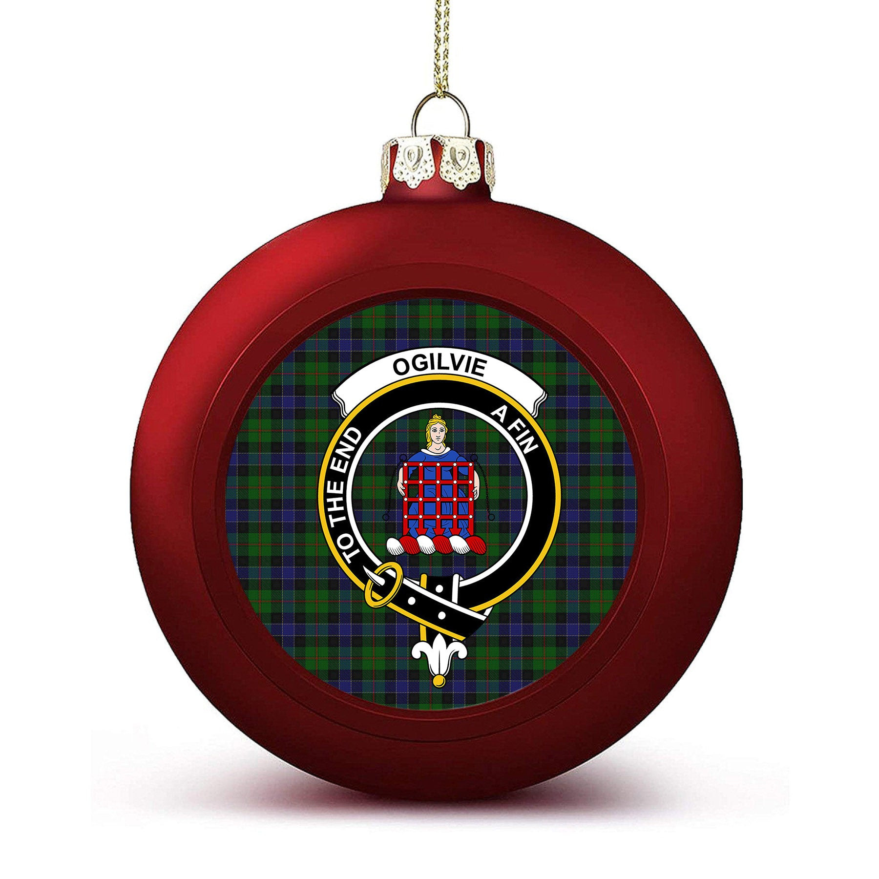 ScotsTee Shop Scottish Ogilvie of Inverarity VS 2 Crest Tartan Christmas Ball Ornament