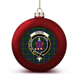 ScotsTee Shop Scottish Ogilvie of Inverarity VS 2 Crest Tartan Christmas Ball Ornament