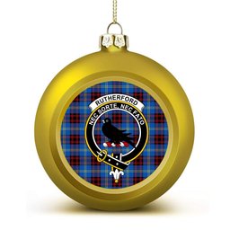 ScotsTee Shop Scottish Rutherford Modern Crest Tartan Christmas Ball Ornament