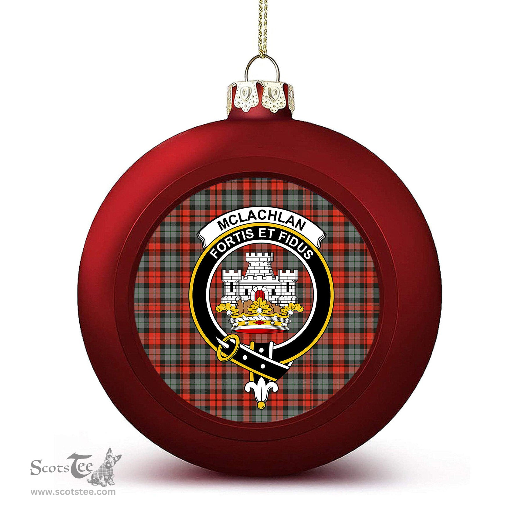 ScotsTee Shop Scottish McLachlan Weathered Crest Tartan Christmas Ball Ornament