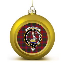 ScotsTee Shop Scottish MacQuarrie 5 Crest Tartan Christmas Ball Ornament