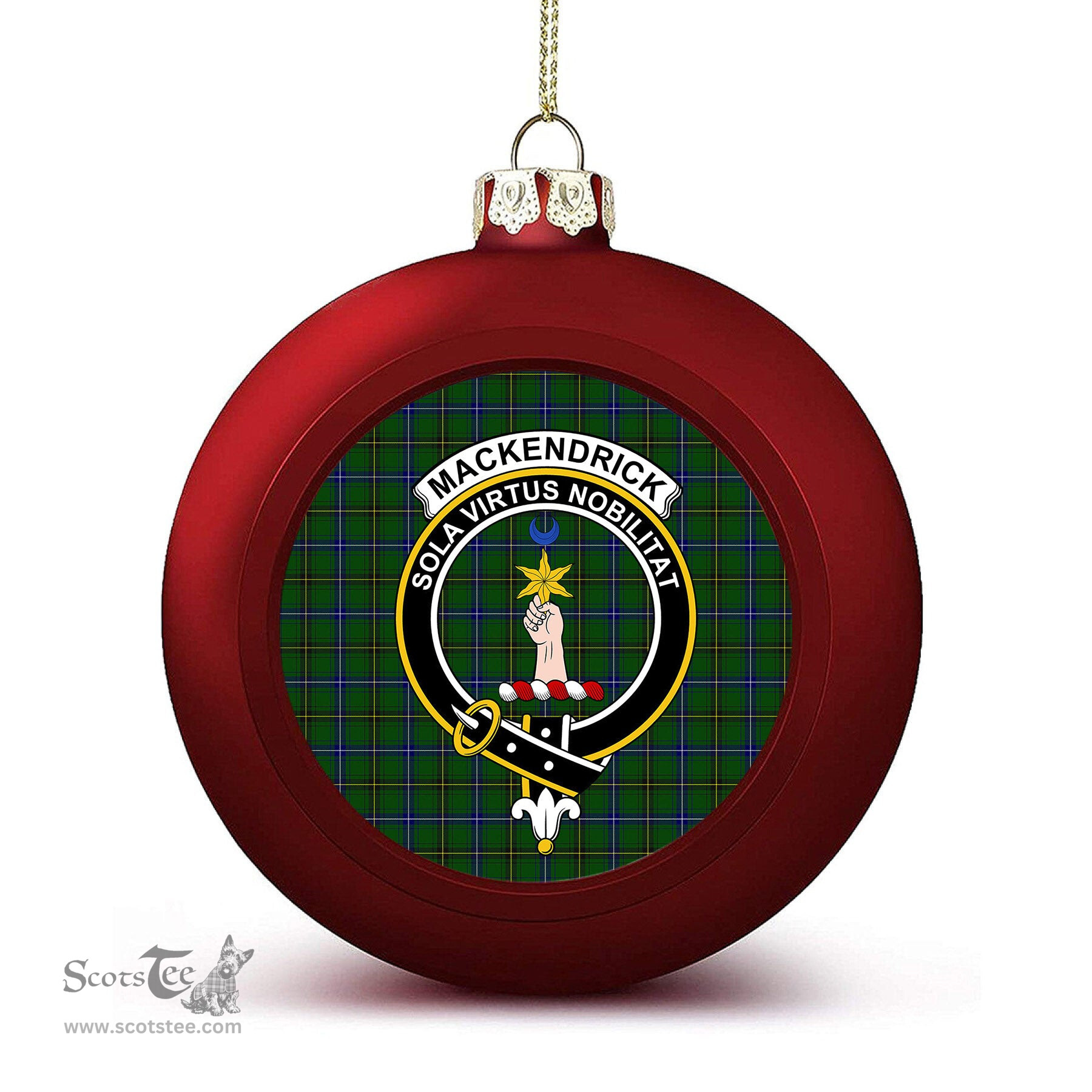 ScotsTee Shop Scottish MacKendrick Modern Crest Tartan Christmas Ball Ornament