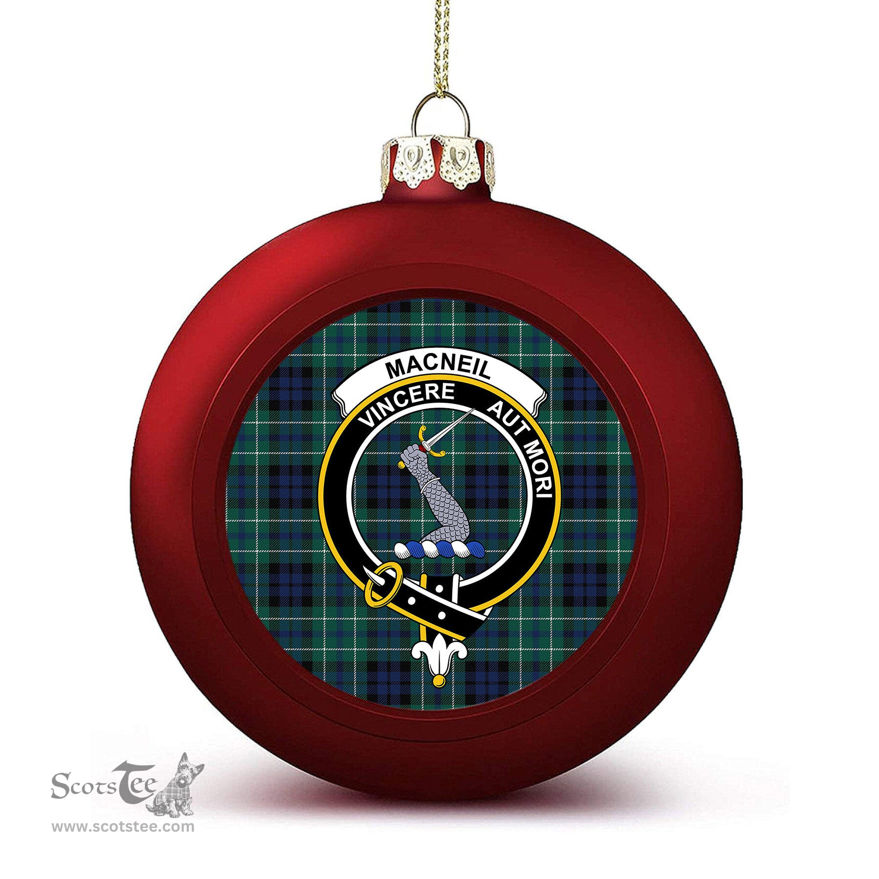 ScotsTee Shop Scottish MacNeill of Colonsay Modern Crest Tartan Christmas Ball Ornament