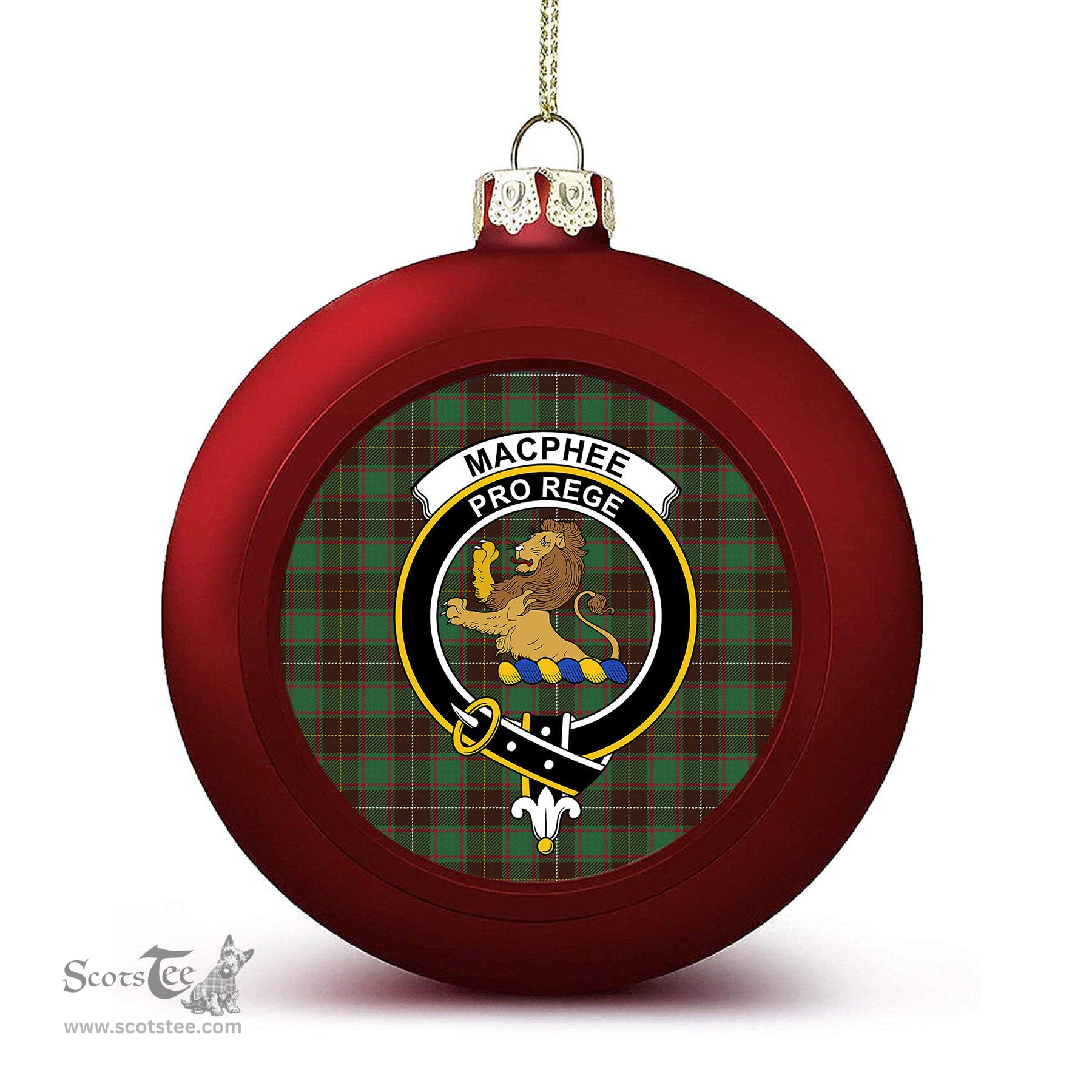ScotsTee Shop Scottish MacPhee Hunting Modern Crest Tartan Christmas Ball Ornament