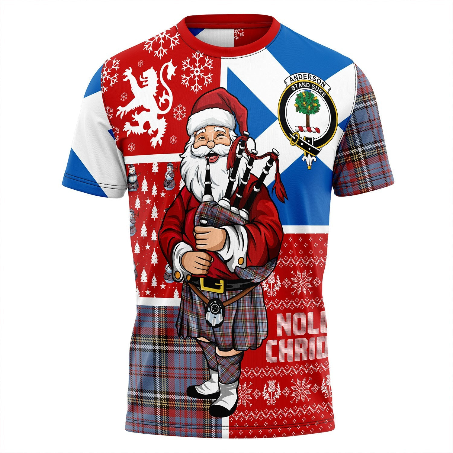 ScotsTee Shop Scottish Anderson Red Weathered Clan Crest Tartan T-Shirt Scotland Christmas Santa
