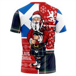 ScotsTee Shop Scottish Cleland Modern Clan Crest Tartan T-Shirt Scotland Christmas Santa