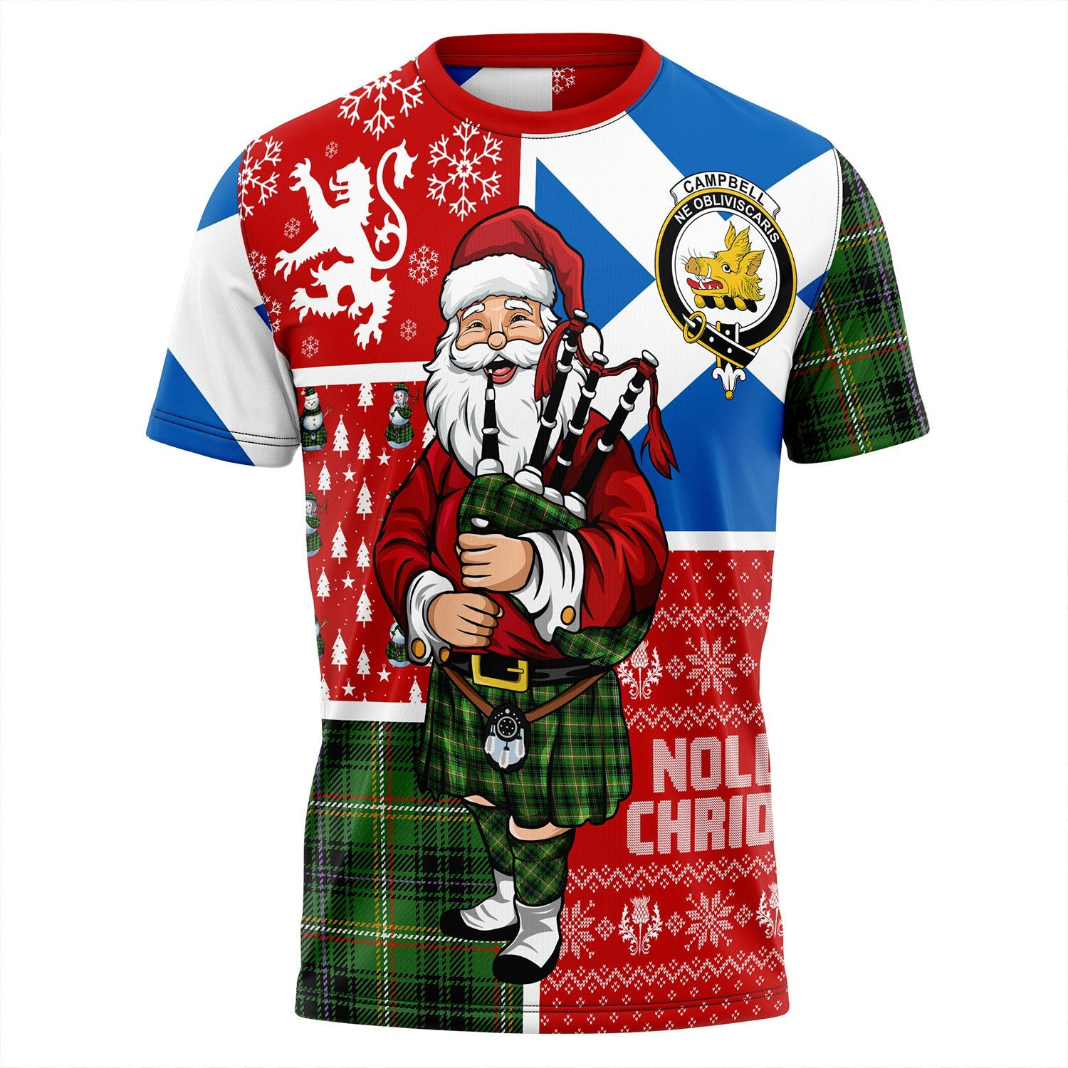 ScotsTee Shop Scottish Campbell Marquis of Lorne Ancient 2 Clan Crest Tartan T-Shirt Scotland Christmas Santa