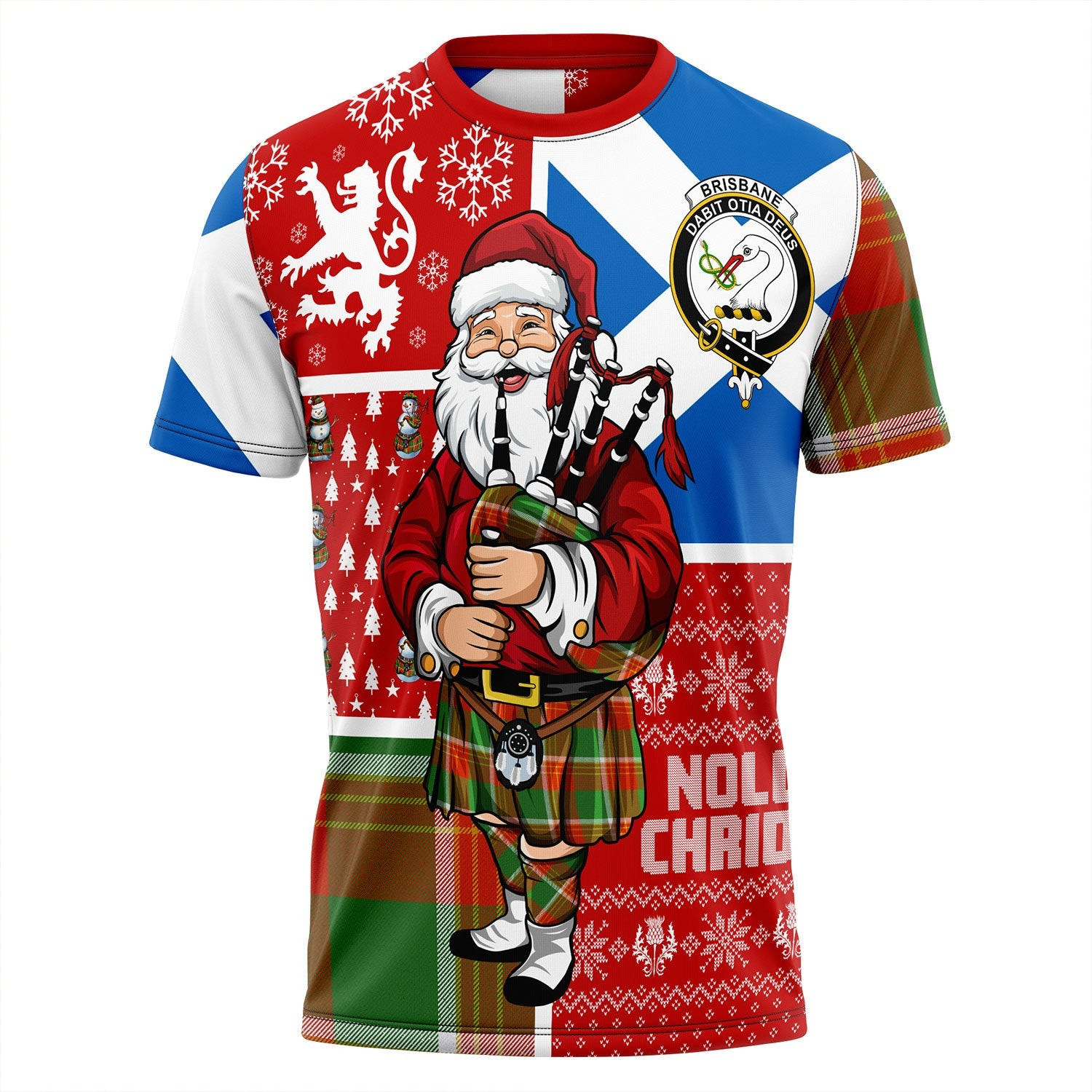 ScotsTee Shop Scottish Brisbane Ancient Clan Crest Tartan T-Shirt Scotland Christmas Santa