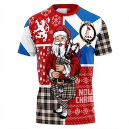 ScotsTee Shop Scottish Brodie Black & White Weathered Clan Crest Tartan T-Shirt Scotland Christmas Santa