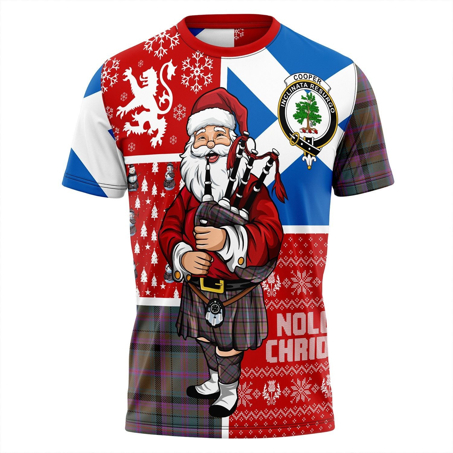 ScotsTee Shop Scottish Cooper Weathered Clan Crest Tartan T-Shirt Scotland Christmas Santa