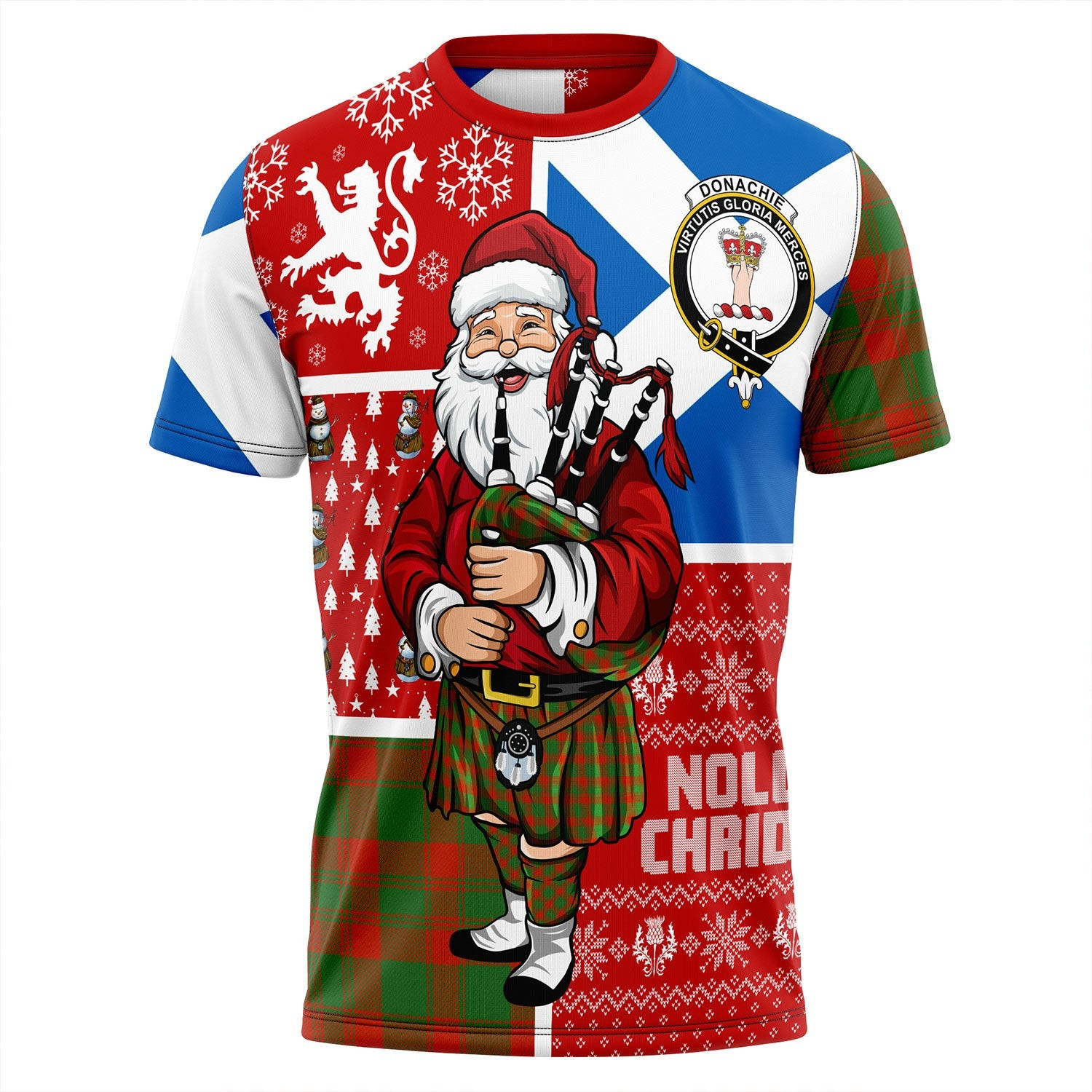 ScotsTee Shop Scottish Donachie Ancient Clan Crest Tartan T-Shirt Scotland Christmas Santa