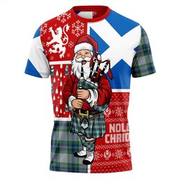 ScotsTee Shop Scottish Fraser Arisaid Green Clan Crest Tartan T-Shirt Scotland Christmas Santa