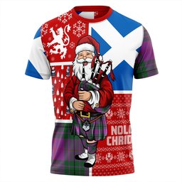 ScotsTee Shop Scottish Hutton Ancient Clan Crest Tartan T-Shirt Scotland Christmas Santa