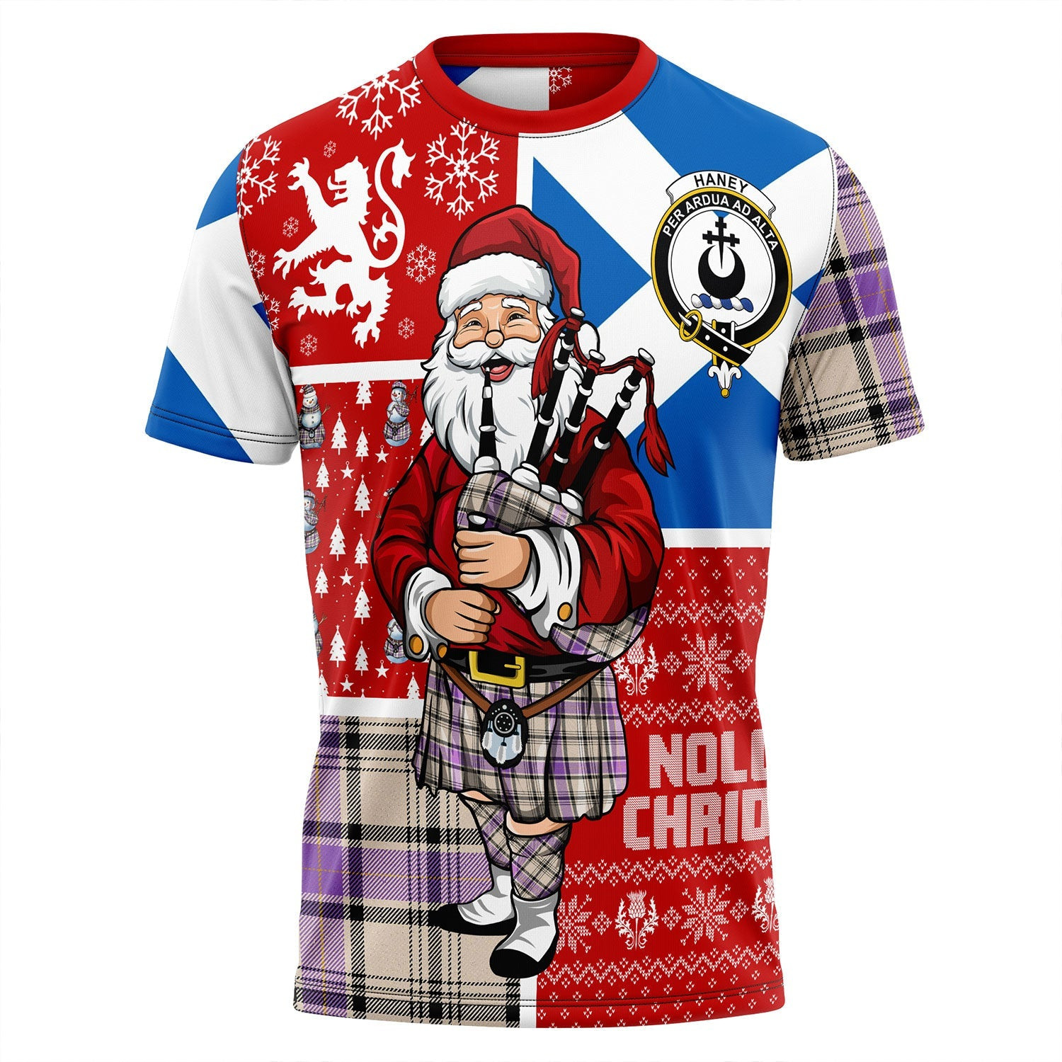 ScotsTee Shop Scottish Haney Ancient Clan Crest Tartan T-Shirt Scotland Christmas Santa