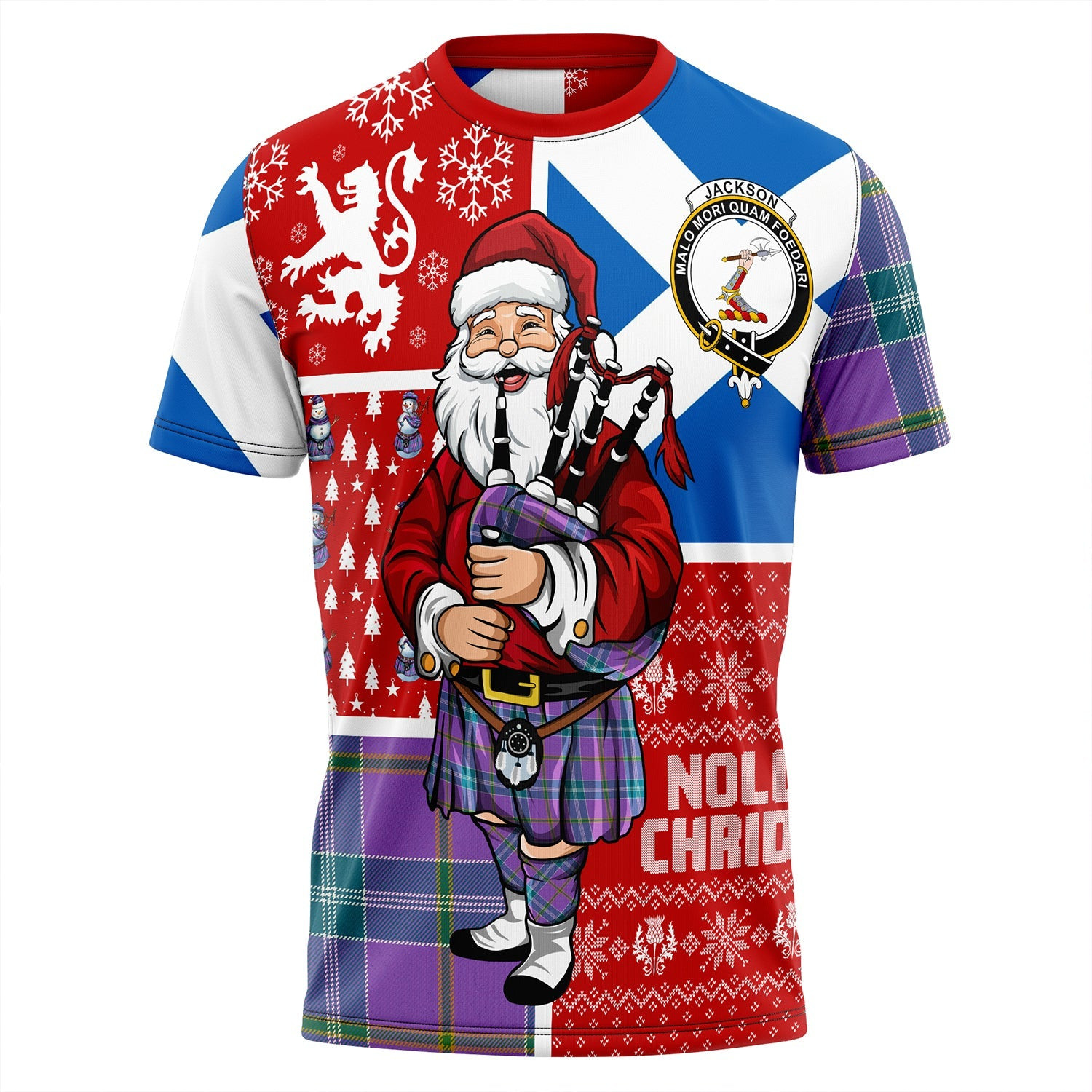 ScotsTee Shop Scottish Jackson Ancient Clan Crest Tartan T-Shirt Scotland Christmas Santa