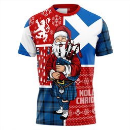 ScotsTee Shop Scottish Haney Blue Ancient Clan Crest Tartan T-Shirt Scotland Christmas Santa