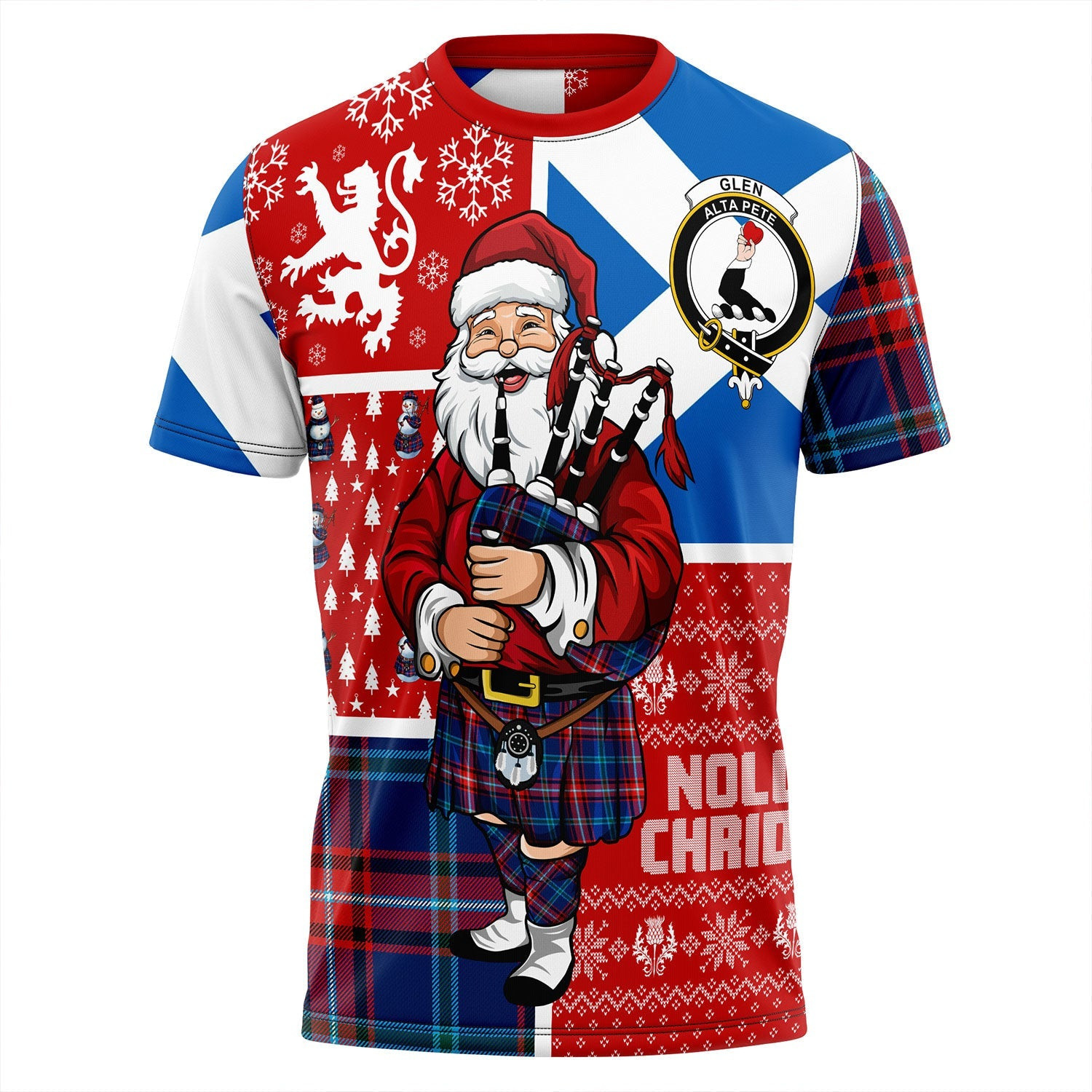 ScotsTee Shop Scottish Glenn Modern Clan Crest Tartan T-Shirt Scotland Christmas Santa