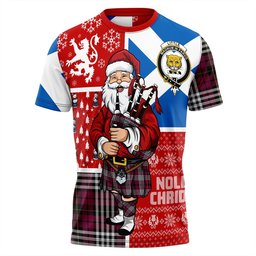 ScotsTee Shop Scottish Little of Morton Rigg Modern Clan Crest Tartan T-Shirt Scotland Christmas Santa