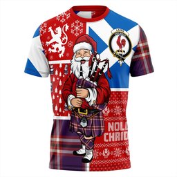ScotsTee Shop Scottish Laing of Archiestown (Lang of Archiestown) Weathered Clan Crest Tartan T-Shirt Scotland Christmas Santa