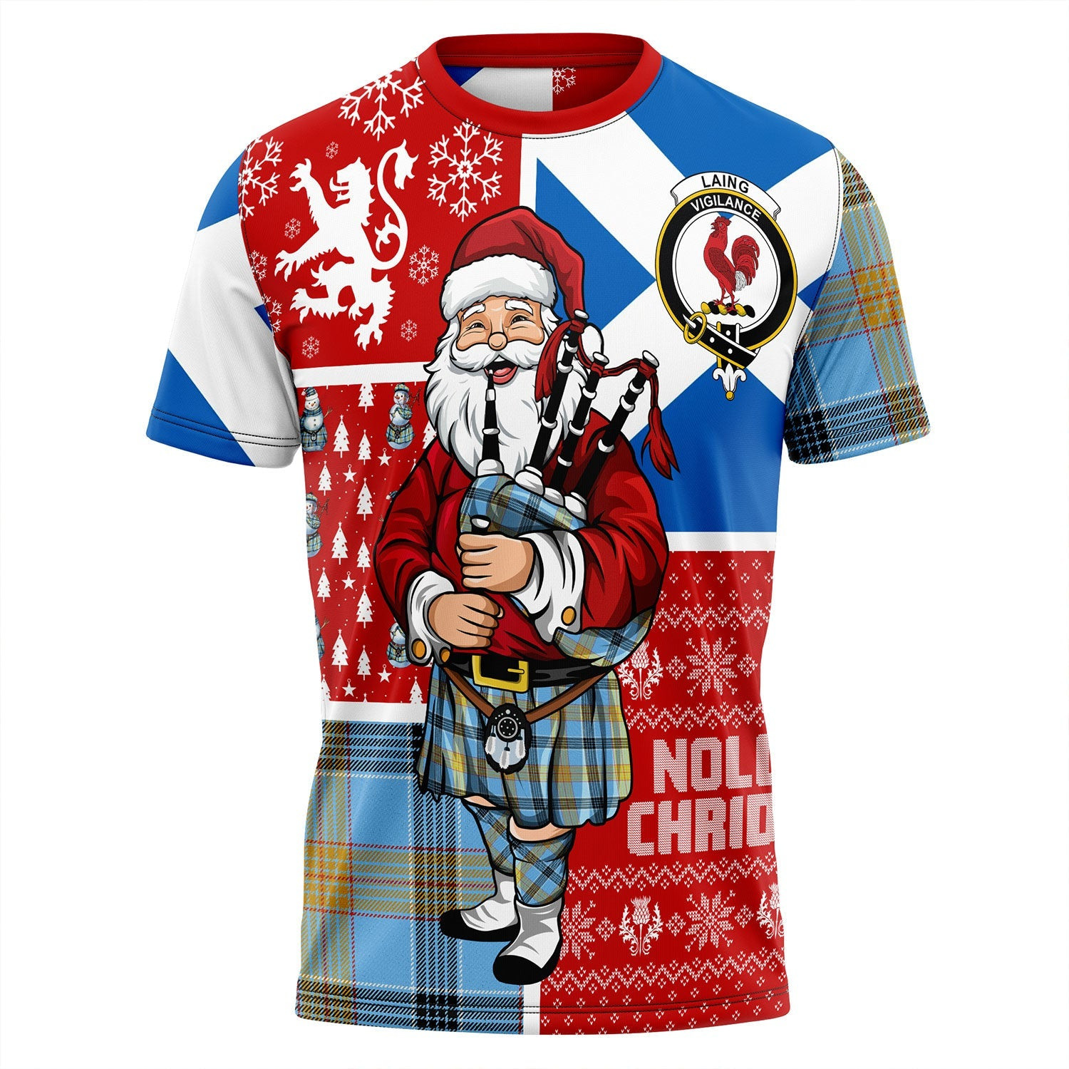 ScotsTee Shop Scottish Laing (Lang) Ancient Clan Crest Tartan T-Shirt Scotland Christmas Santa