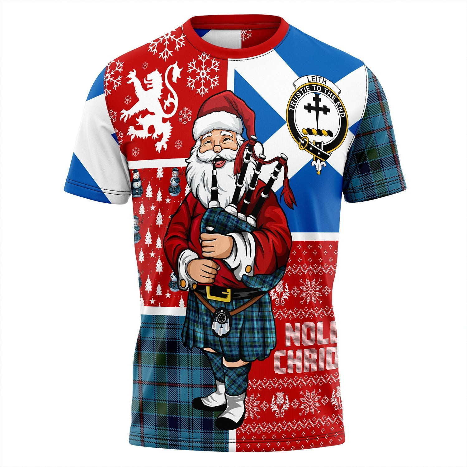 ScotsTee Shop Scottish Leith District Modern Clan Crest Tartan T-Shirt Scotland Christmas Santa