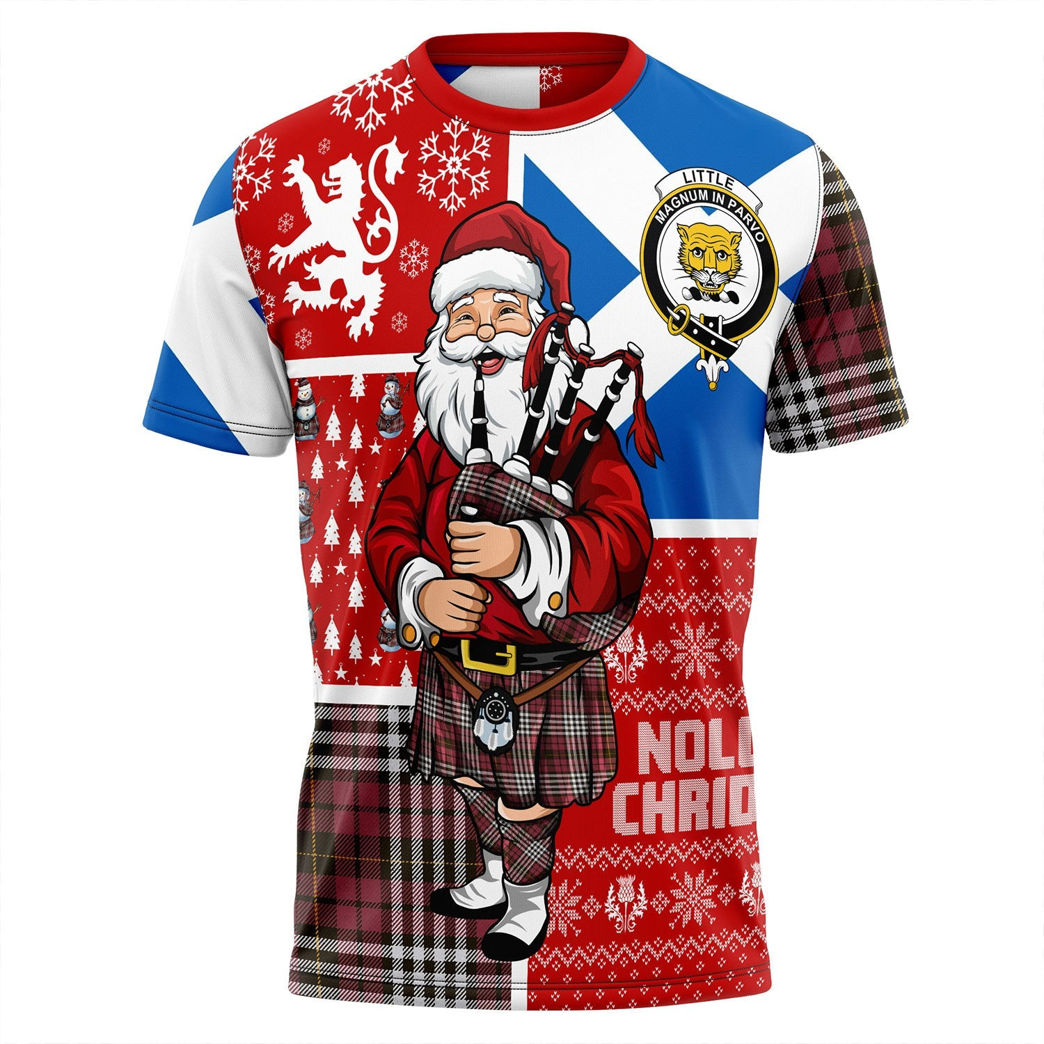 ScotsTee Shop Scottish Little of Morton Rigg Weathered Clan Crest Tartan T-Shirt Scotland Christmas Santa