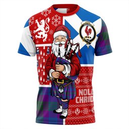 ScotsTee Shop Scottish Lang (Laing) Modern Clan Crest Tartan T-Shirt Scotland Christmas Santa