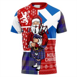 ScotsTee Shop Scottish Lang (Laing) Weathered Clan Crest Tartan T-Shirt Scotland Christmas Santa