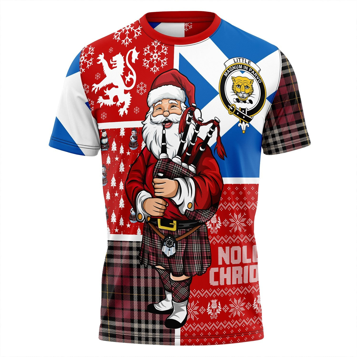 ScotsTee Shop Scottish Little of Morton Rigg Ancient Clan Crest Tartan T-Shirt Scotland Christmas Santa