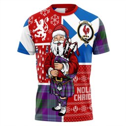 ScotsTee Shop Scottish Lang (Laing) Ancient Clan Crest Tartan T-Shirt Scotland Christmas Santa