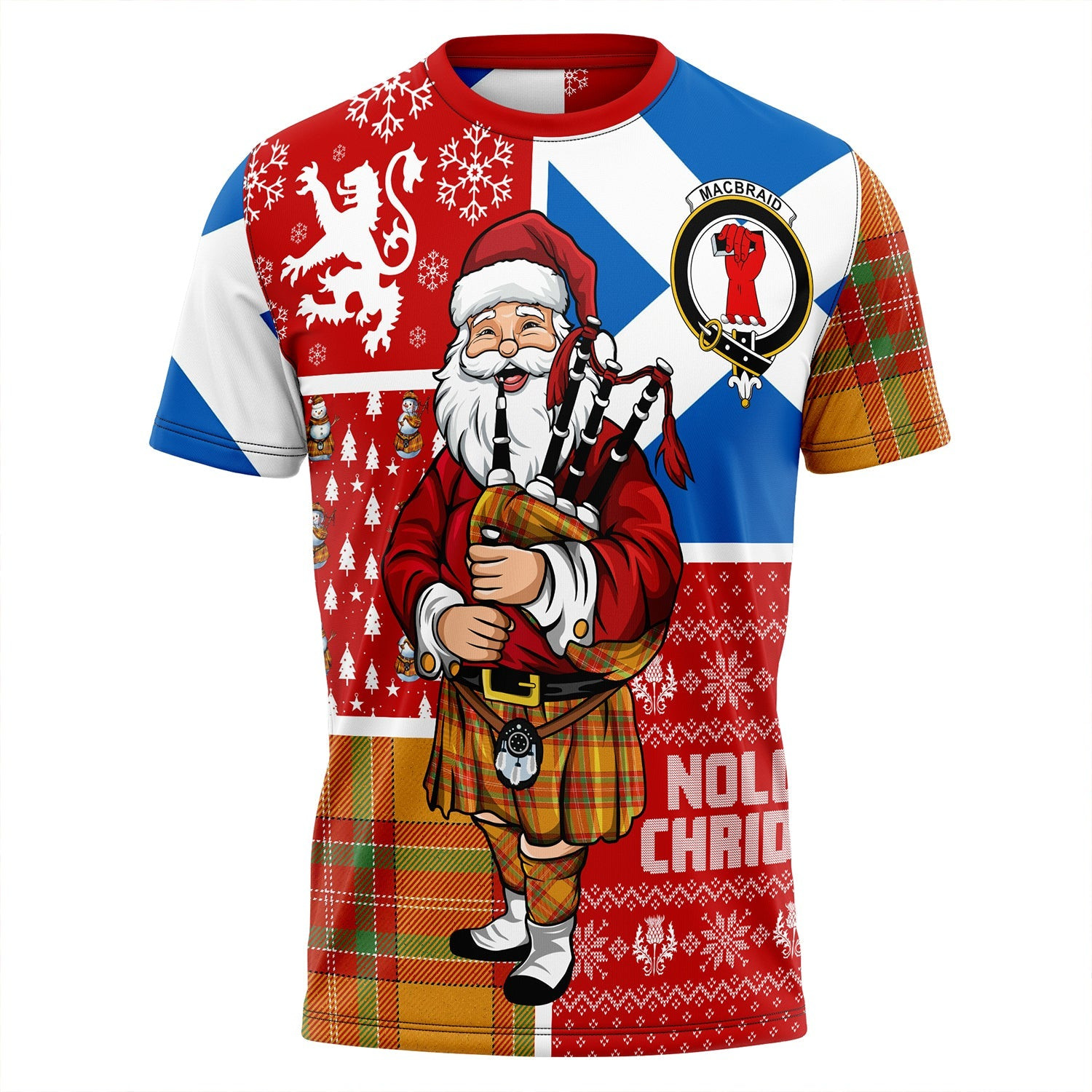 ScotsTee Shop Scottish MacBrair Ancient Clan Crest Tartan T-Shirt Scotland Christmas Santa